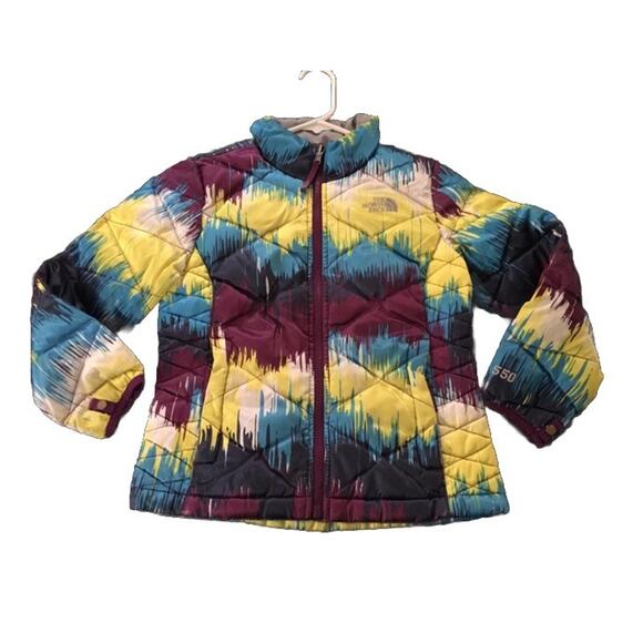 THE NORTH FACE Multi-Colored Girls Puffer Jacket- Snowboard 550 Down Sz 18 - Picture 1 of 8
